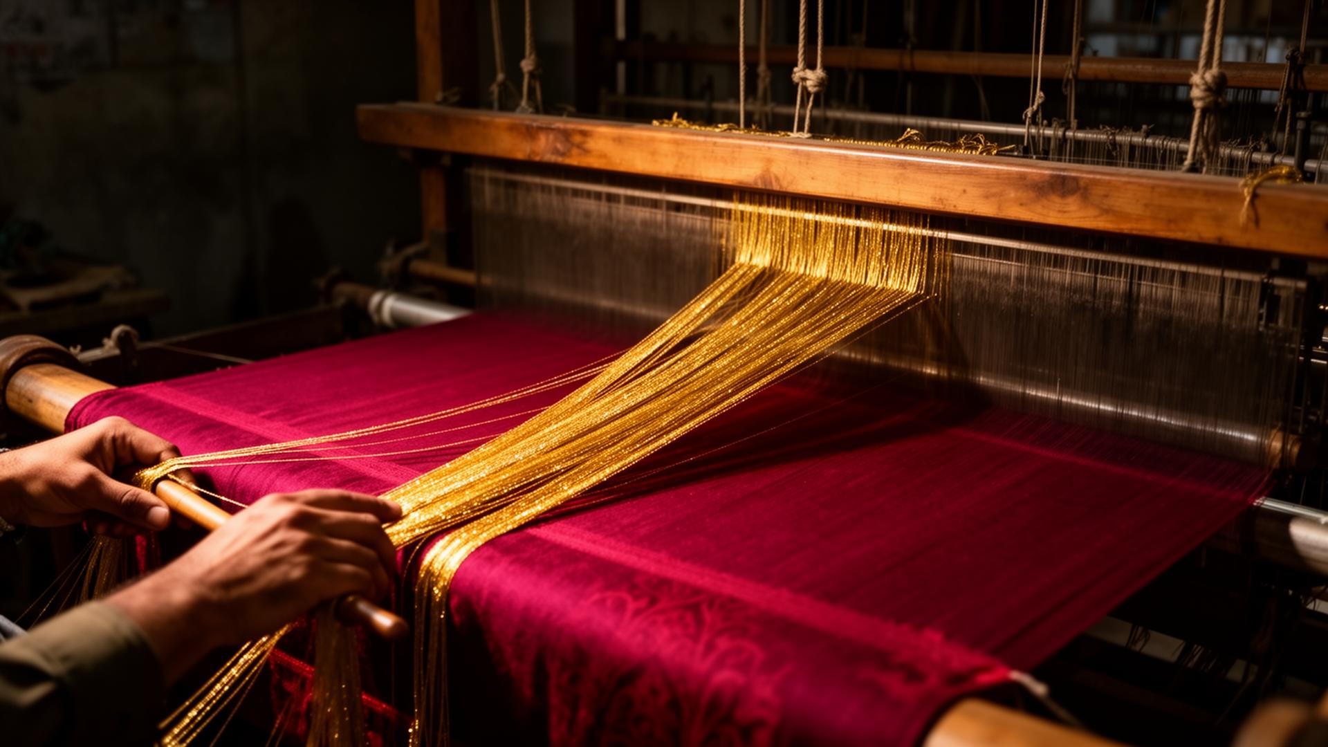 Handloom weaver with golden thread